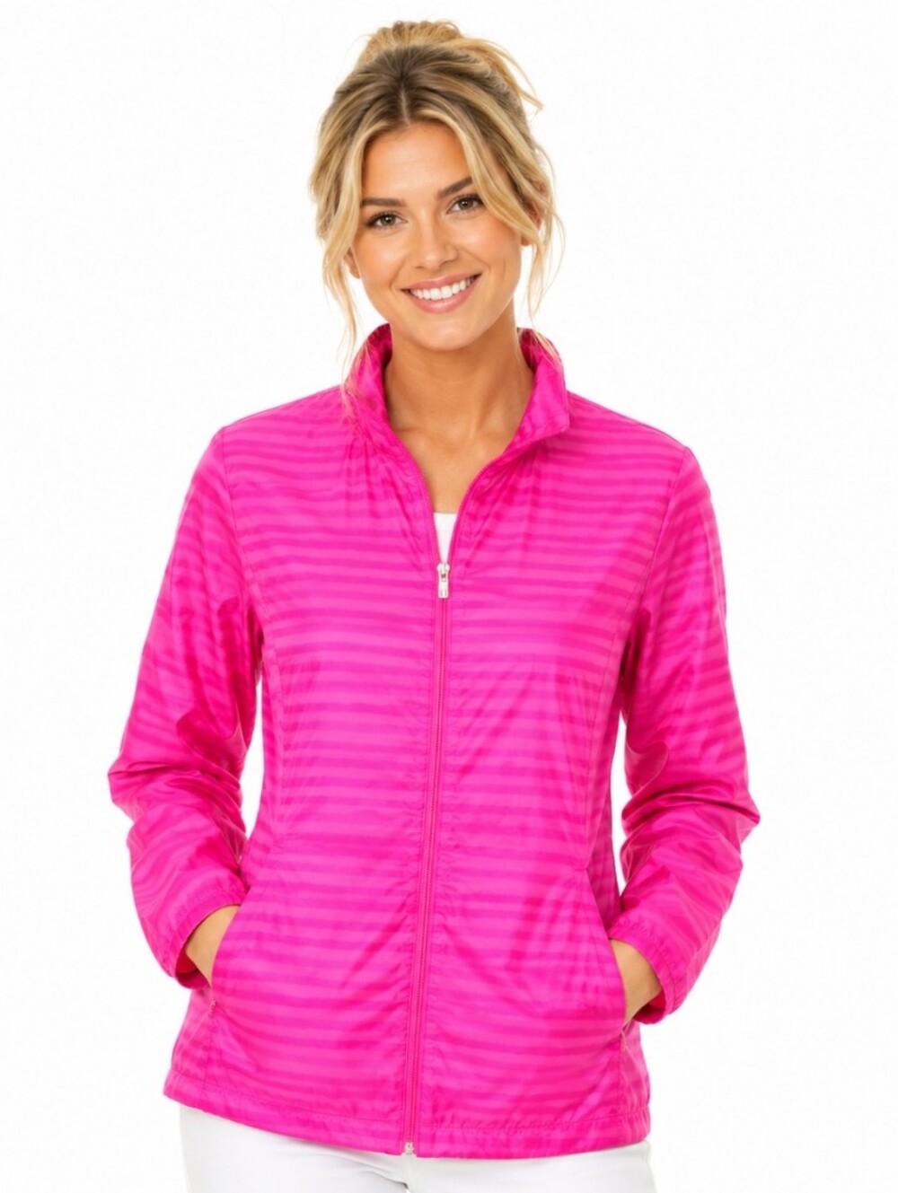 Lady Hagen Women’s Golf Pink Zip-Up Lightweight Nylon Jacket (Sz:med)